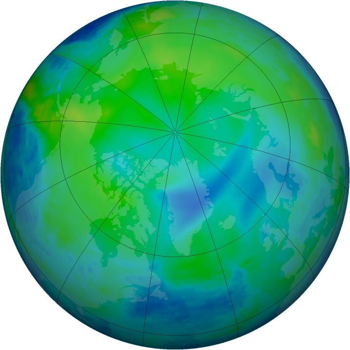 Arctic ozone map for 01 November 1993